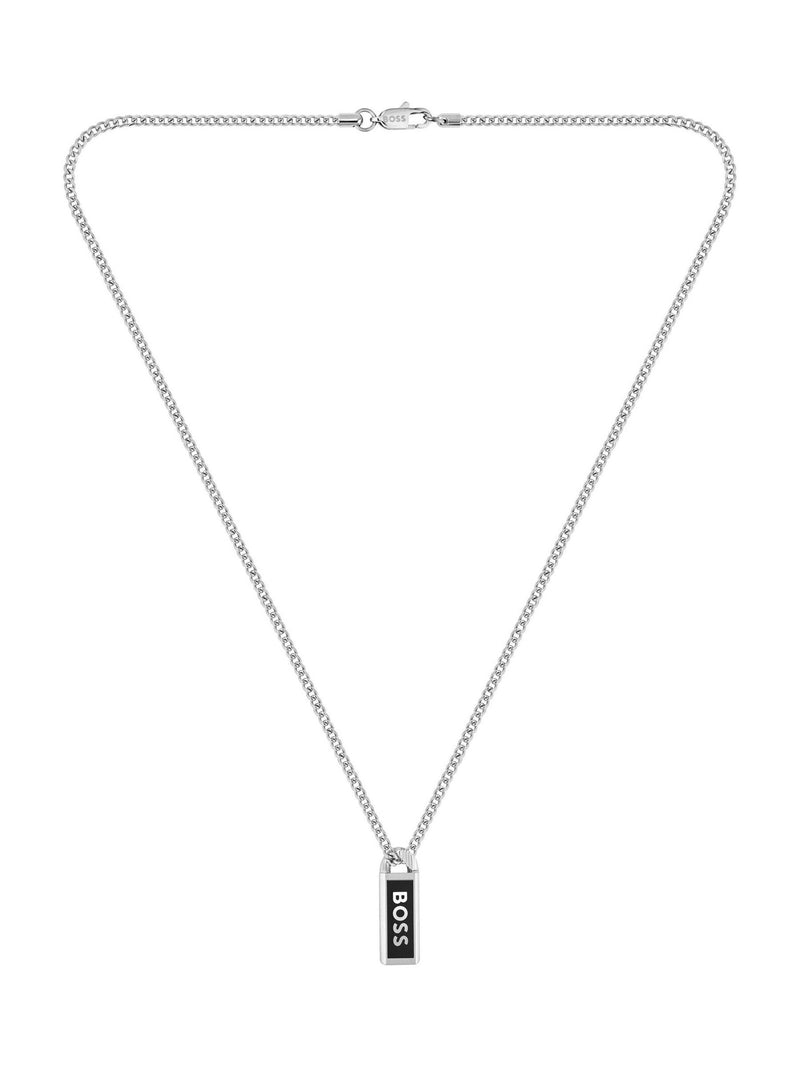 BOSS Kassy Emblem pendant necklace stainless steel black enamel - British product