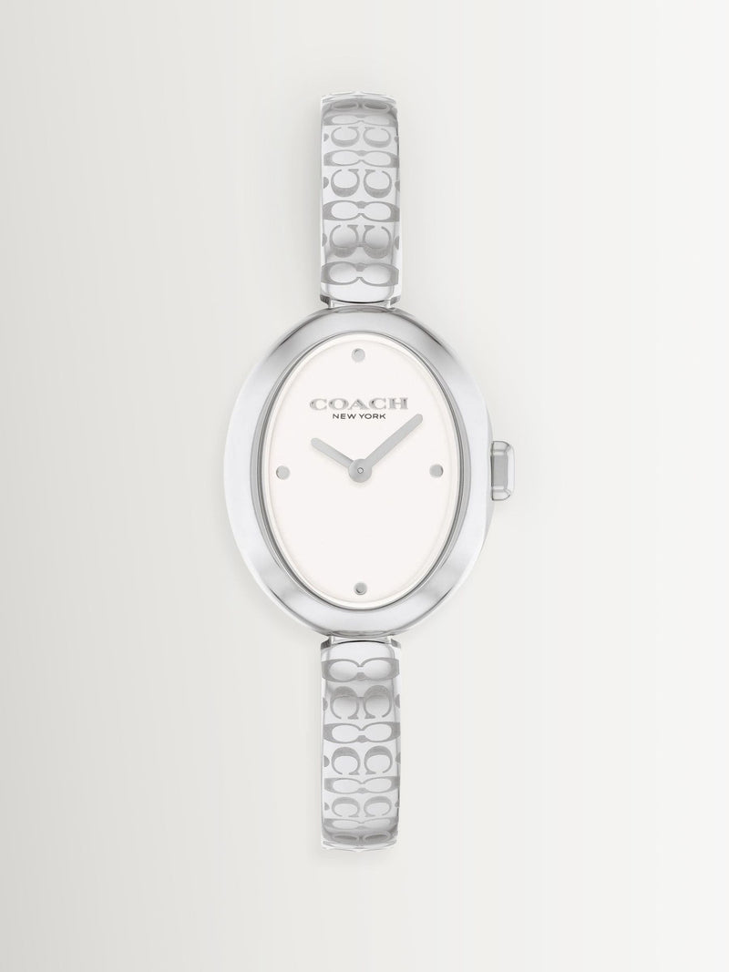 Coach Sammy 22mm oval watch stainless steel white dial, imported from the UK