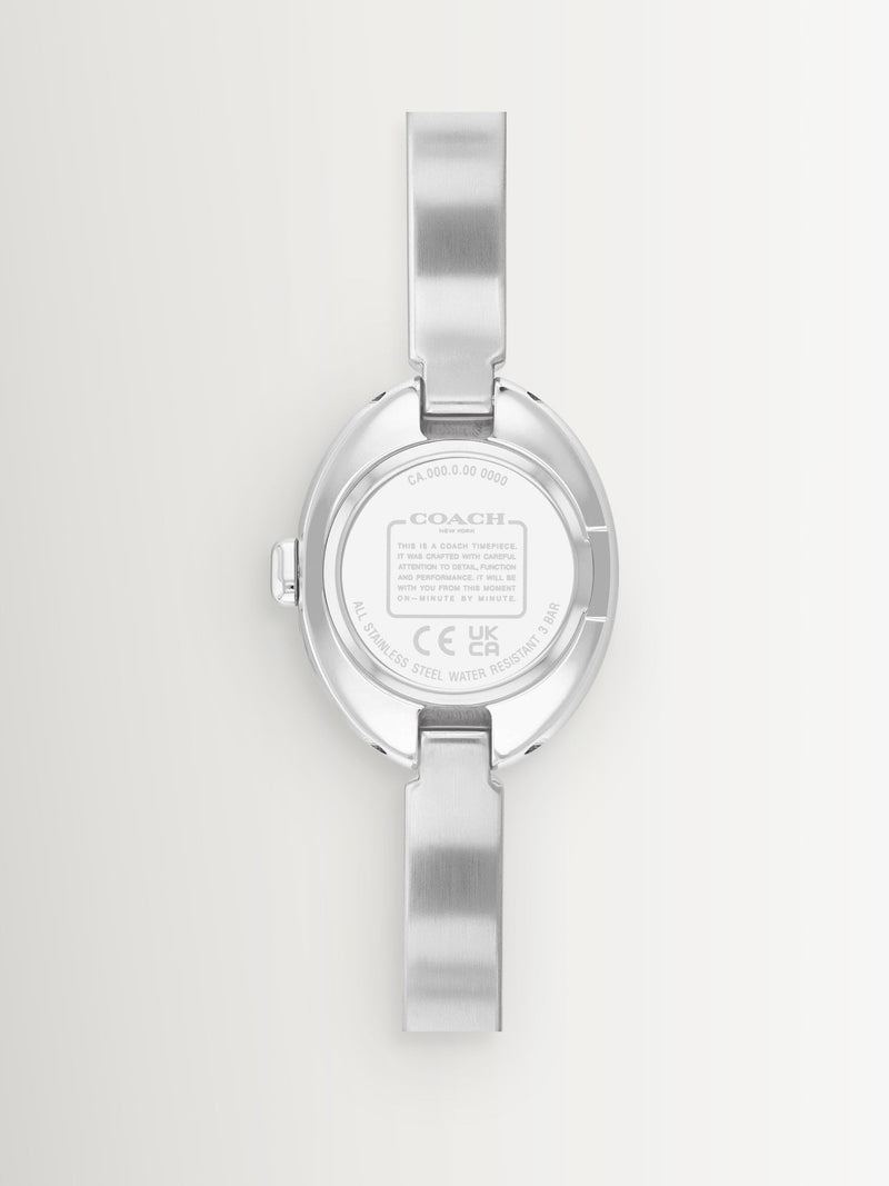Coach Sammy 22mm oval watch stainless steel white dial, imported from the UK