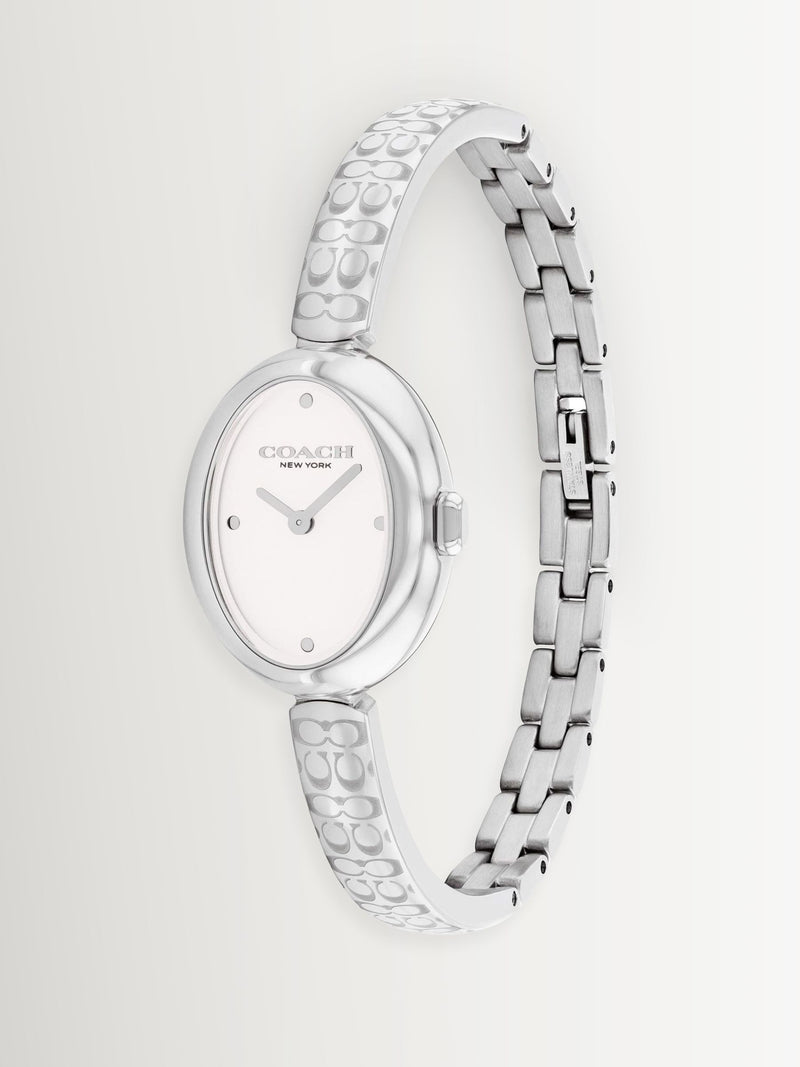 Coach Sammy 22mm oval watch stainless steel white dial, imported from the UK