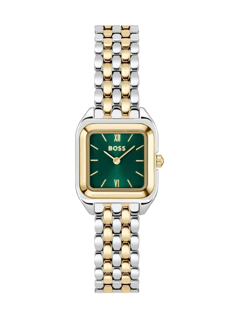 BOSS Mae Petite soft square two tone bracelet watch, UK version