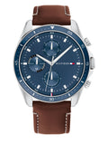 Tommy Hilfiger men's watch with brown leather strap 44mm - British product
