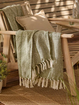 Next Yard Moss Hedon Tasselled Outdoor Throw 130x180cm- Buy online at McGrocer