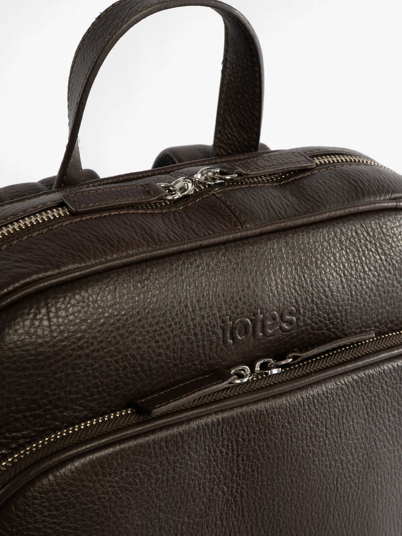 Totes brown genuine leather backpack - British product