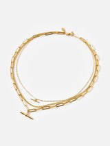 Next Oliver Bonas Gold Tone Stainless Steel Waterproof Layered T-Bar Pendant Necklace- Buy online at McGrocer