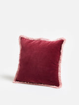 Next Oliver Bonas Red Issey Light Velvet Fringed Cushion Cover 45x45cm- Buy online at McGrocer
