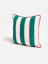Next Oliver Bonas Pink & Green Striped Velvet Cushion Cover 45x45cm- Buy online at McGrocer