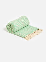 Next Oliver Bonas Green & Cream Geometric Throw 130cm x 170cm- Buy online at McGrocer