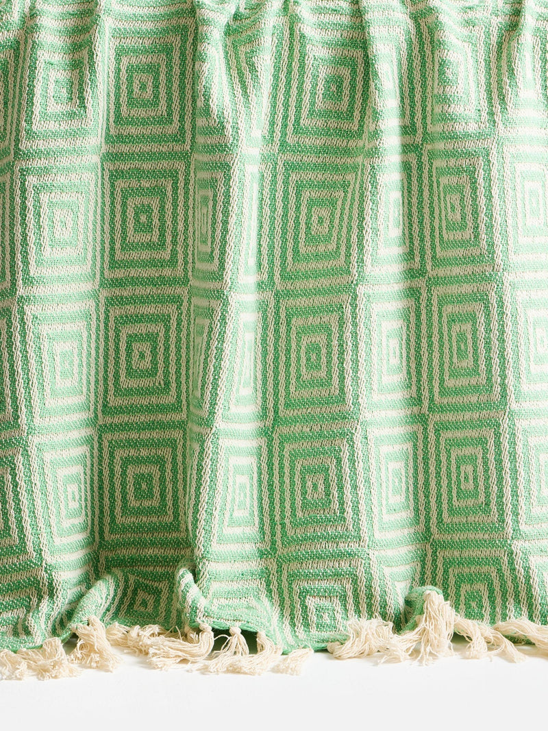 Oliver Bonas green cream geometric throw 130x170cm - British product