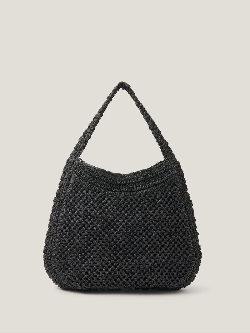 Monsoon black raffia shoulder bag - British product