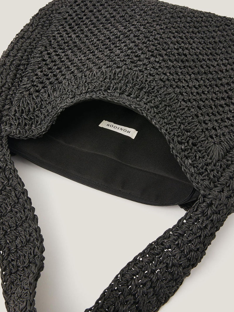 Monsoon black raffia shoulder bag - British product