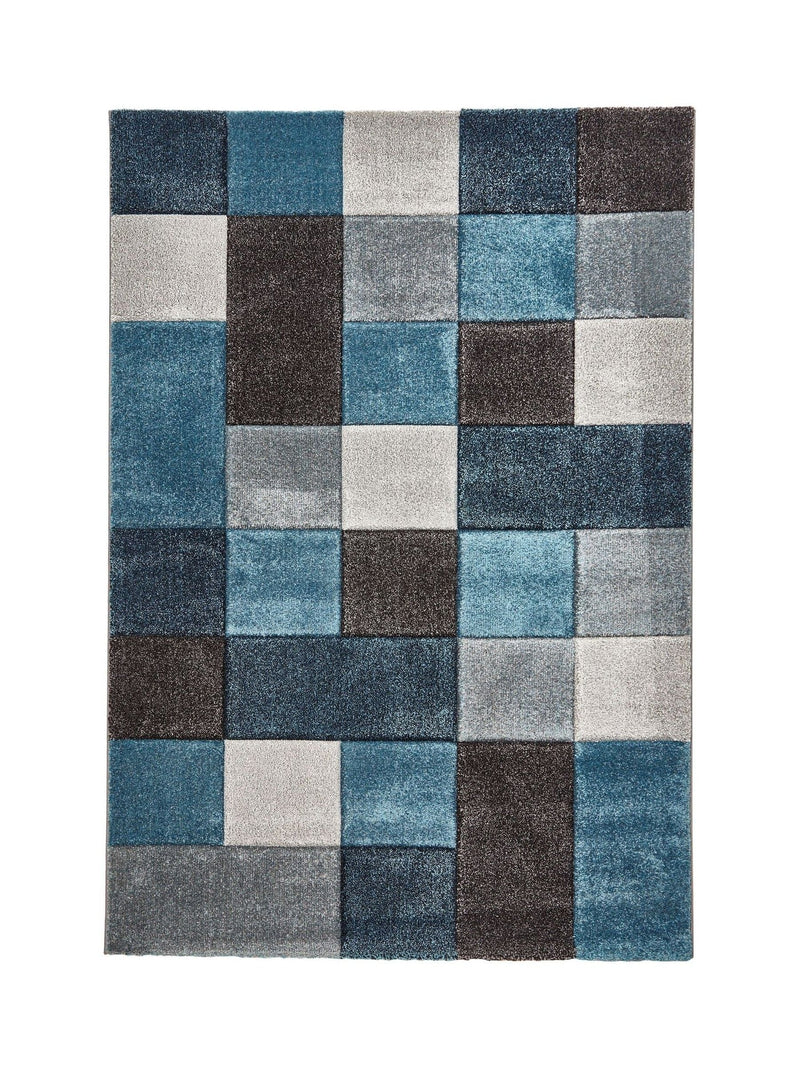 Think Rugs Blue Brooklyn 646 geometric rug - British product