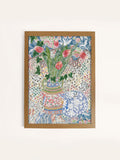 Laura Ashley Blue Abstract Tulips medium wall art frame (British brand)