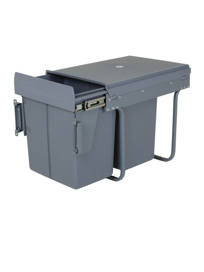 Charles Bentley grey pull out bin 40L dual compartment - British product