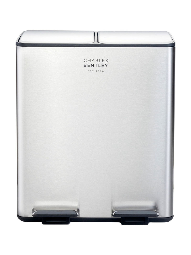 Charles Bentley 30L dual compartment kitchen bin stainless steel (British brand)