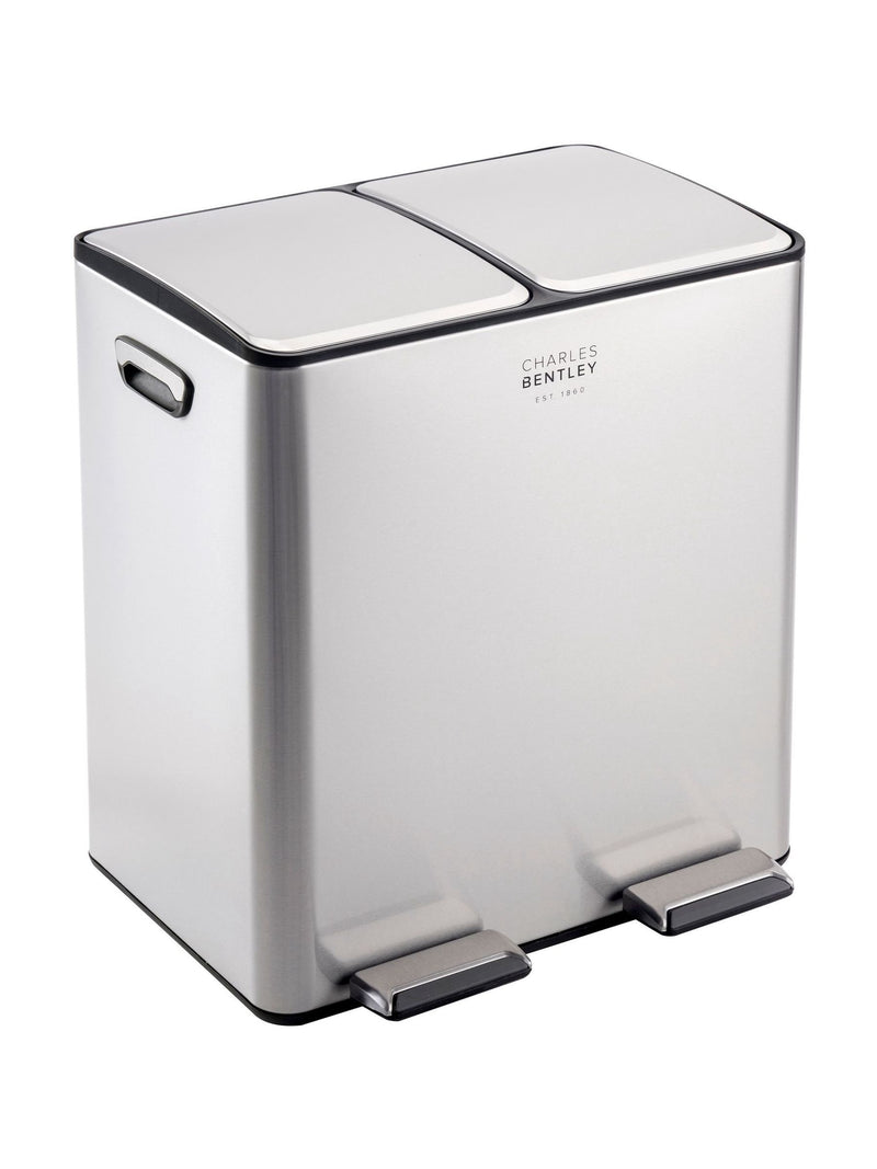 Charles Bentley 30L dual compartment kitchen bin stainless steel (British brand)