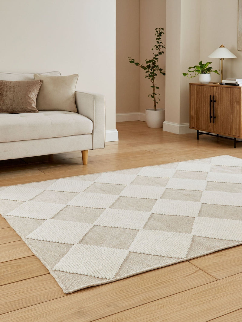 Think Rugs Lyna beige modern rug, UK version