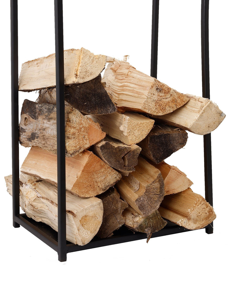 Snug black log holder 80cm tall - British product