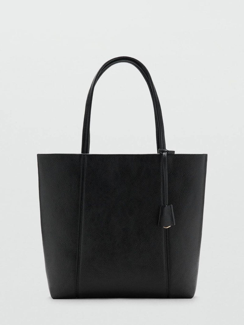 Mango black faux leather shopper bag large, imported from the UK