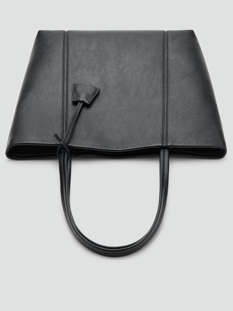 Mango black faux leather shopper bag large, imported from the UK