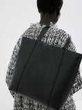 Mango black faux leather shopper bag large, imported from the UK