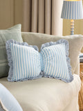 Light blue 3D stripe frill bow cushion (British brand)