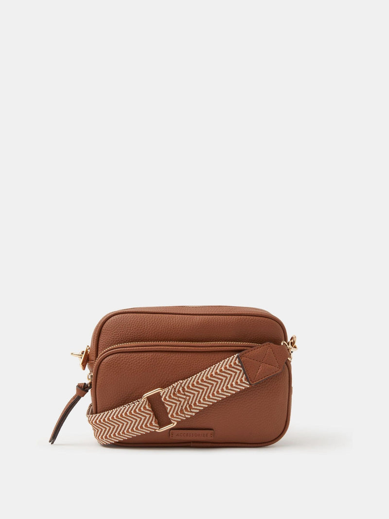 Accessorize brown double zip camera bag (British brand)