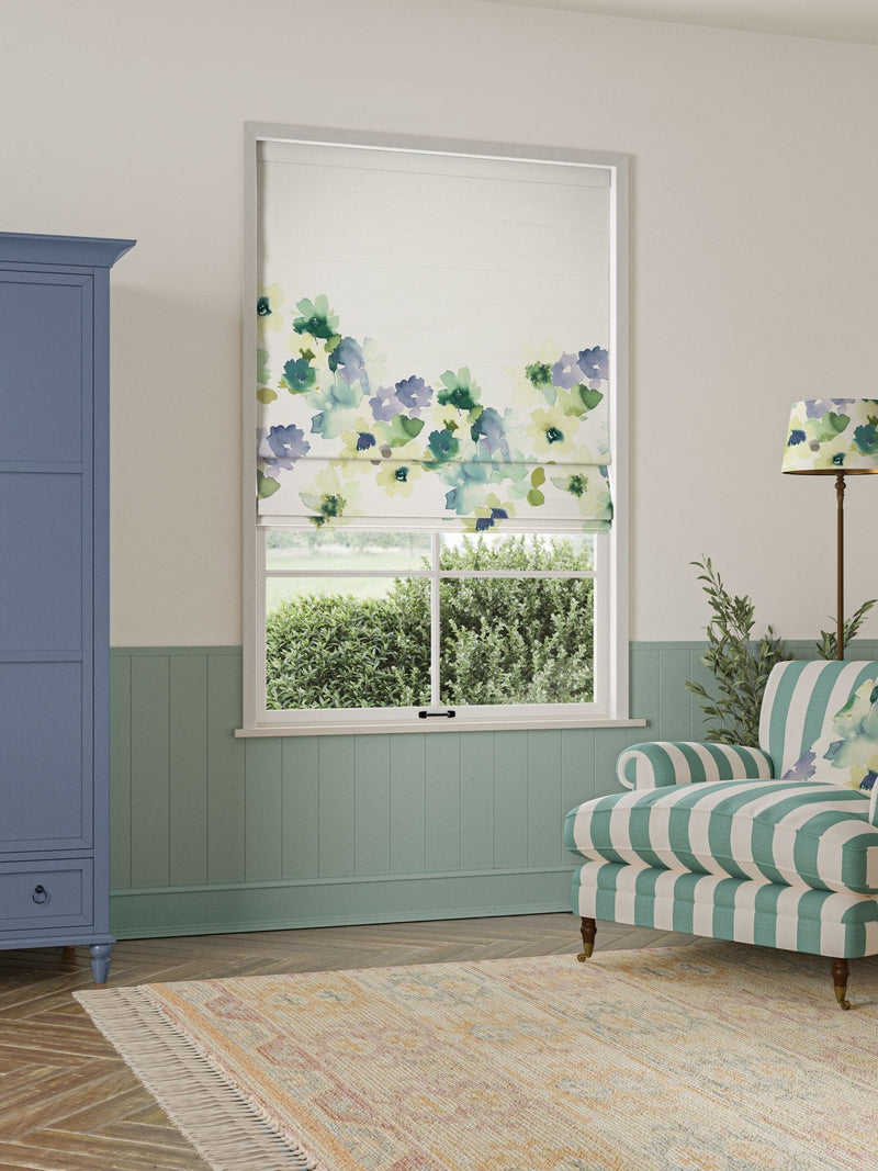 Bluebellgray Bay Sanna roman blind floral pattern, imported from the UK