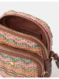 Accessorize brown stripe raffia phone bag - British product
