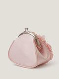 Monsoon pink floral appliqué bag with pearl beads, imported from the UK