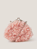Monsoon pink floral appliqué bag with pearl beads, imported from the UK