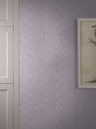 Next Graham & Brown Lavender Moire Wallpaper 10m x 52cm- Buy online at McGrocer