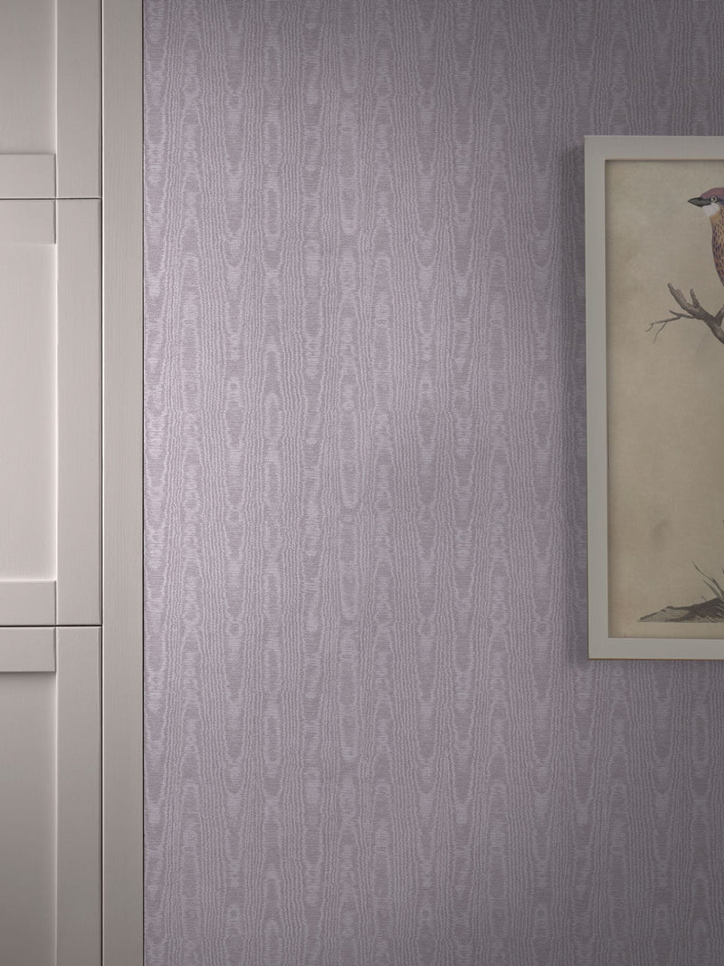 Graham & Brown Lavender Moire wallpaper 10m roll (British brand)