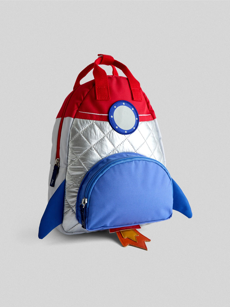 JoJo Maman Bébé silver quilted rocket backpack, UK version