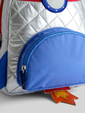 JoJo Maman Bébé silver quilted rocket backpack, UK version