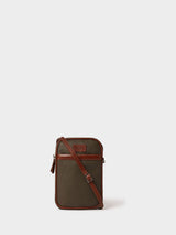 Next Osprey London The Grantham Waxed Canvas & Leather Phone Bag Green - 19x12x4cm- Buy online at McGrocer