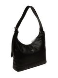 Cultured London black leather shoulder bag with silver fittings - British product