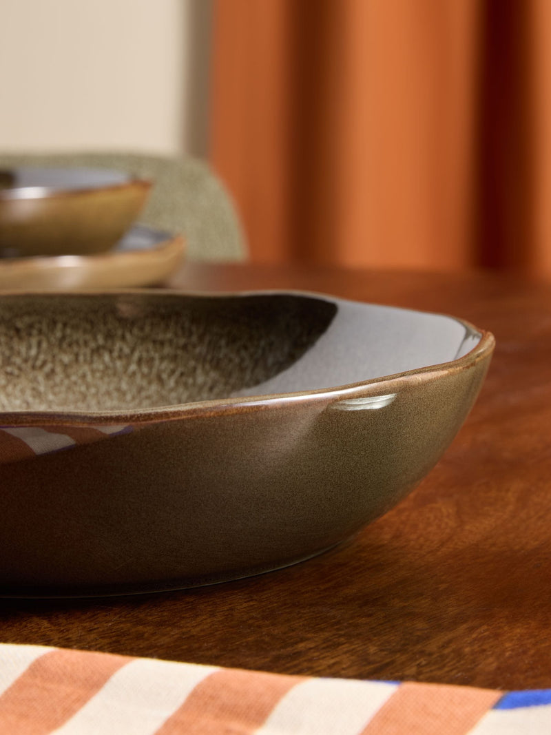 MADE.COM brown Vinnie pasta bowls 4 pack, imported from the UK
