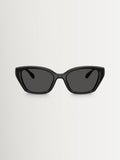 COACH black irregular sunglasses with grey solid lenses, imported from the UK