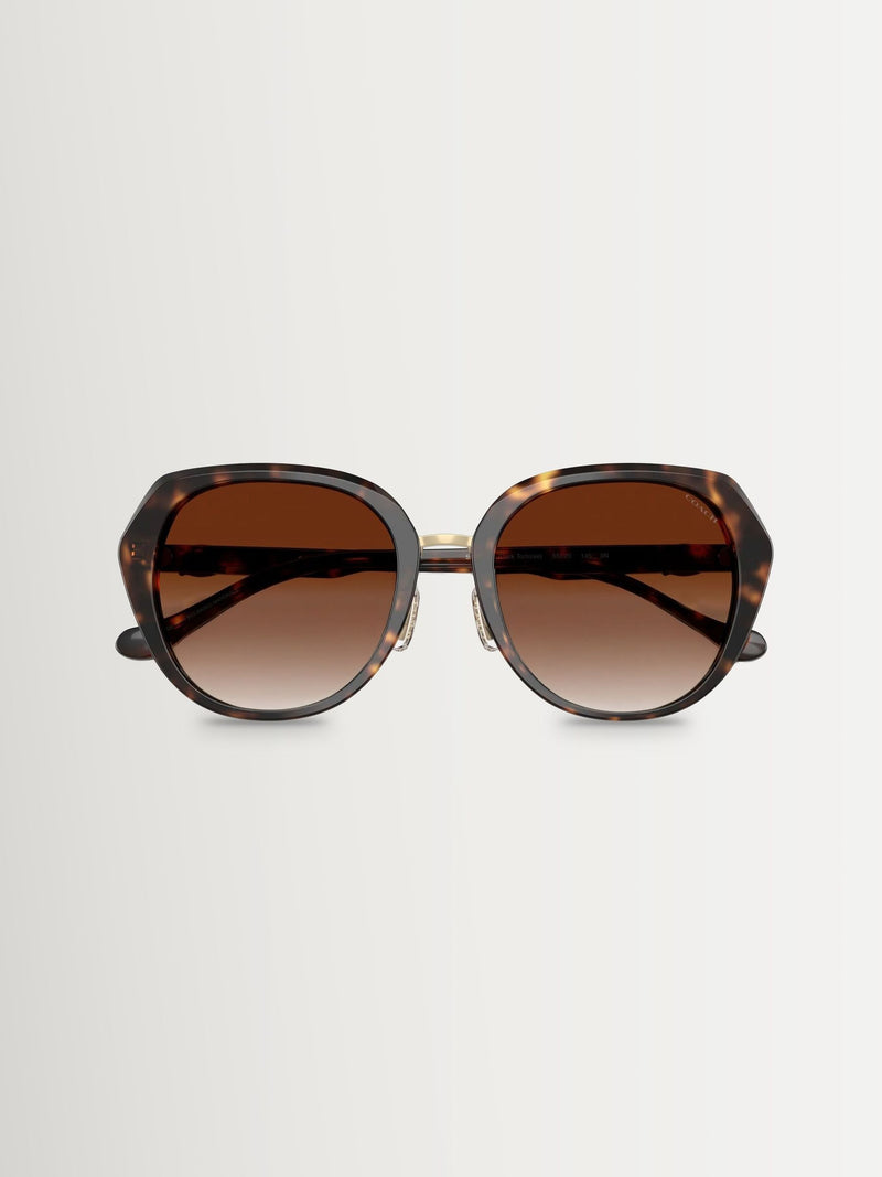 Coach irregular brown sunglasses with gradient lenses (British brand)