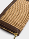 Katie Loxton brown Florence raffia purse, imported from the UK