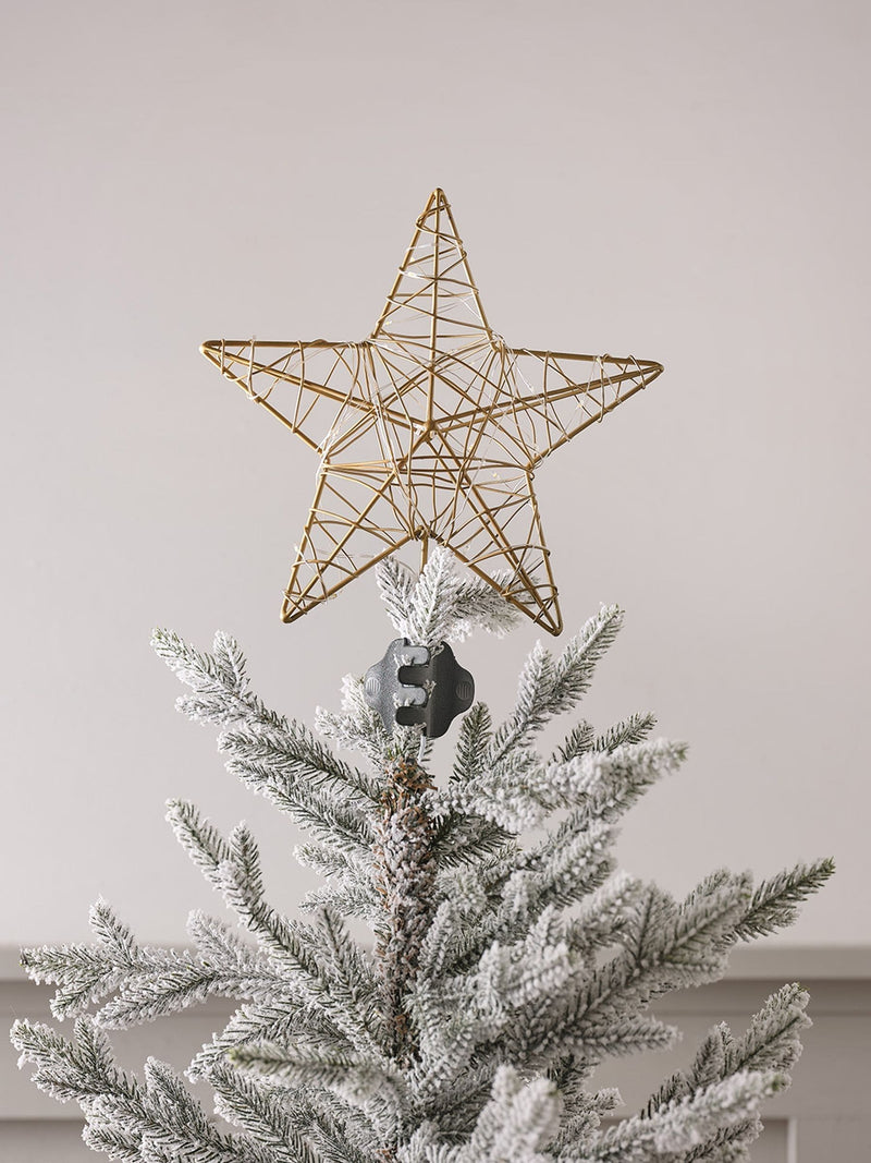 Lights4fun gold star tree topper, imported from the UK