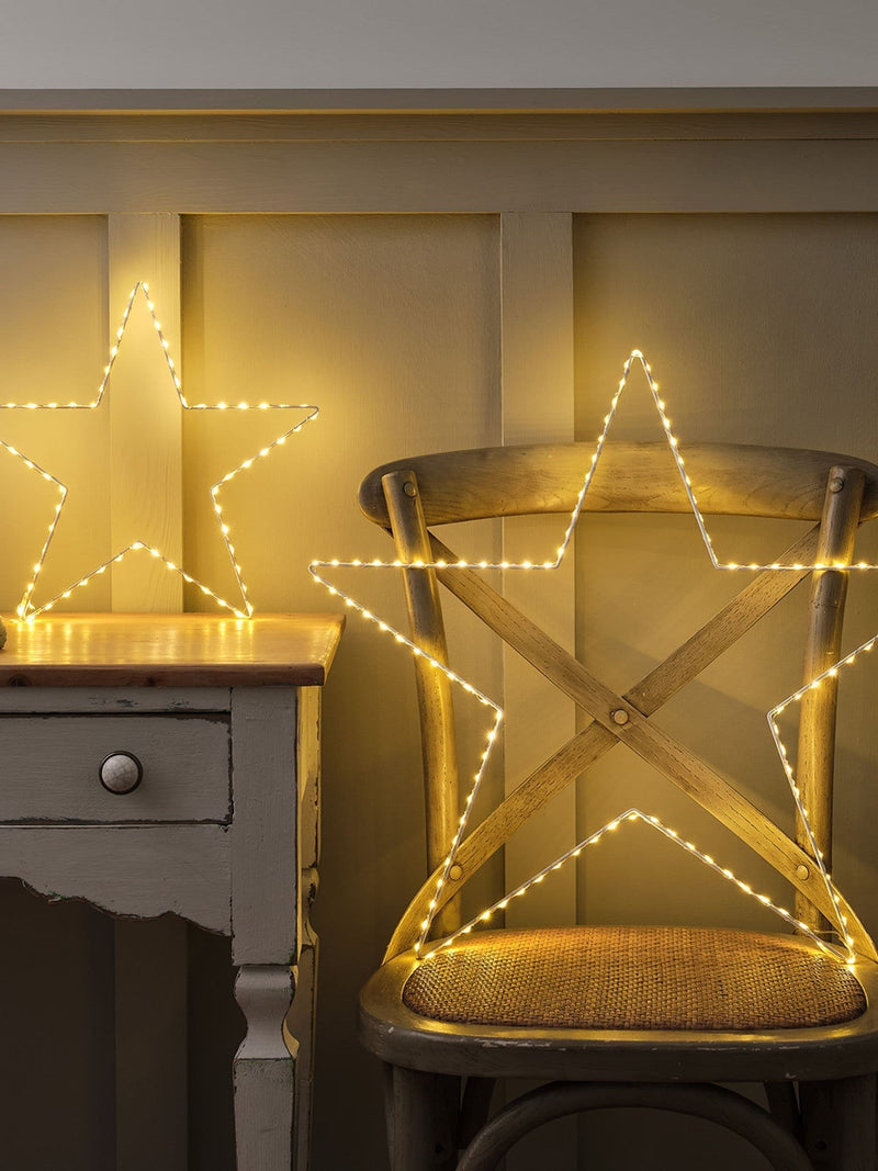 Lights4fun geometric star light set with dual colour LEDs, imported from the UK