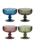 Dibor set of 4 multi-embossed footed glass bowls (British brand)