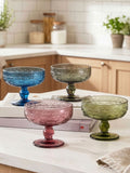 Dibor set of 4 multi-embossed footed glass bowls (British brand)