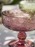 Dibor set of 4 multi-embossed footed glass bowls (British brand)