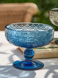 Dibor set of 4 multi-embossed footed glass bowls (British brand)