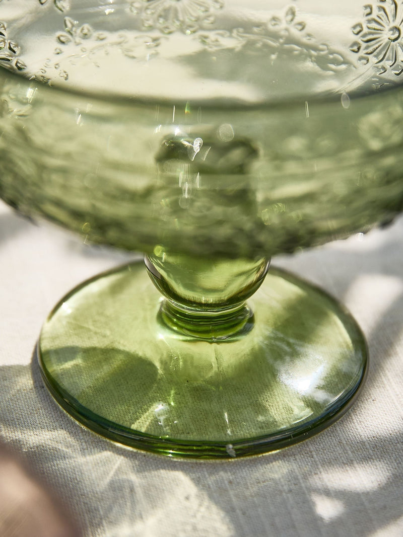 Dibor set of 4 multi-embossed footed glass bowls (British brand)