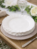 Dibor white rippled stoneware dinner plates set of 4, UK version