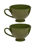 Dibor green footed XL mugs stoneware set of 2, imported from the UK